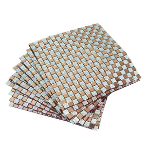 10 Pack | 12&quot;x12&quot; Gold &amp; Silver Backsplash Peel and Stick Colored Glass Mosaic Mirror Wall Tiles