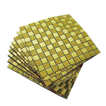 Load image into Gallery viewer, 10 Pack | 12&quot;x12&quot; Gold Backsplash Peel and Stick Colored Glass Mosaic Mirror Wall Tiles