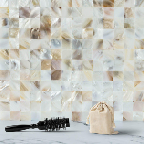 5 Pack | 12"x12" Peel & Stick Natural Real Sea Shell Mosaic Wall Tiles