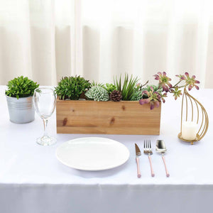 18&quot;x6&quot; Natural Rectangular Wood Planter Box Set With Removable Plastic Liners
