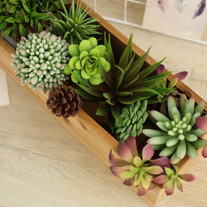 18&quot;x6&quot; Natural Rectangular Wood Planter Box Set With Removable Plastic Liners