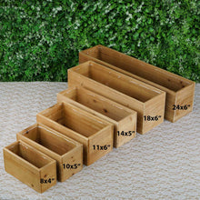 Load image into Gallery viewer, 18&quot;x6&quot; Natural Rectangular Wood Planter Box Set With Removable Plastic Liners