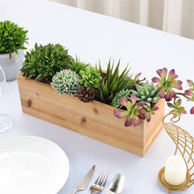 Load image into Gallery viewer, 18&quot;x6&quot; Natural Rectangular Wood Planter Box Set With Removable Plastic Liners