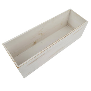 18&quot;x6&quot; Whitewash Rectangular Wood Planter Box Set With Removable Plastic Liners