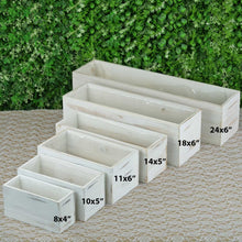 Load image into Gallery viewer, 18&quot;x6&quot; Whitewash Rectangular Wood Planter Box Set With Removable Plastic Liners