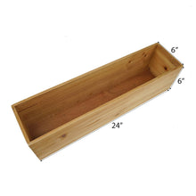 Load image into Gallery viewer, 24&quot;x6&quot; Natural Rectangular Wood Planter Box Set With Removable Plastic Liners