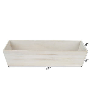 24&quot;x6&quot; Whitewash Rectangular Wood Planter Box Set With Removable Plastic Liners