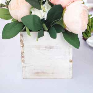 24&quot;x6&quot; Whitewash Rectangular Wood Planter Box Set With Removable Plastic Liners