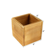 Load image into Gallery viewer, 4 Pack | 4&#39;&#39; Natural Square Wood Planter Box Set With Removable Plastic Liners