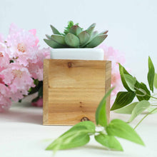 Load image into Gallery viewer, 4 Pack | 4&#39;&#39; Natural Square Wood Planter Box Set With Removable Plastic Liners