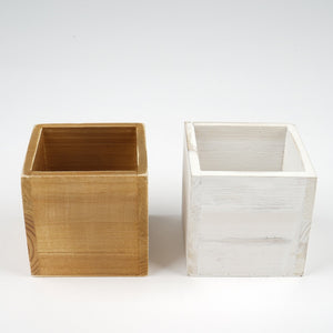 4 Pack | 4'' Natural Square Wood Planter Box Set With Removable Plastic Liners