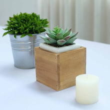 Load image into Gallery viewer, 4 Pack | 4&#39;&#39; Natural Square Wood Planter Box Set With Removable Plastic Liners