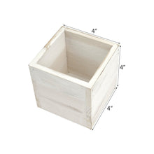 Load image into Gallery viewer, 4 Pack | 4&#39;&#39; Whitewash Square Wood Planter Box Set With Removable Plastic Liners