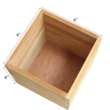 Load image into Gallery viewer, 4 Pack | 6&quot; Natural Square Wood Planter Box Set With Removable Plastic Liners