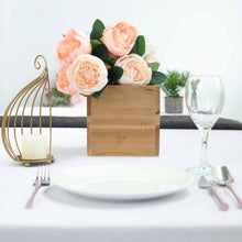 Load image into Gallery viewer, 4 Pack | 6&quot; Natural Square Wood Planter Box Set With Removable Plastic Liners