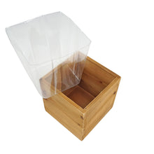 Load image into Gallery viewer, 4 Pack | 6&quot; Natural Square Wood Planter Box Set With Removable Plastic Liners
