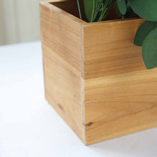 Load image into Gallery viewer, 4 Pack | 6&quot; Natural Square Wood Planter Box Set With Removable Plastic Liners