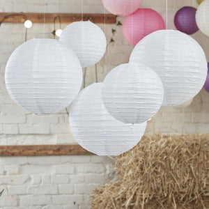 12 Pack | 16&quot; White Round Chinese Paper Lanterns